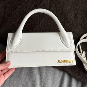 Jacquemus White Mini Bag with Gold Logo